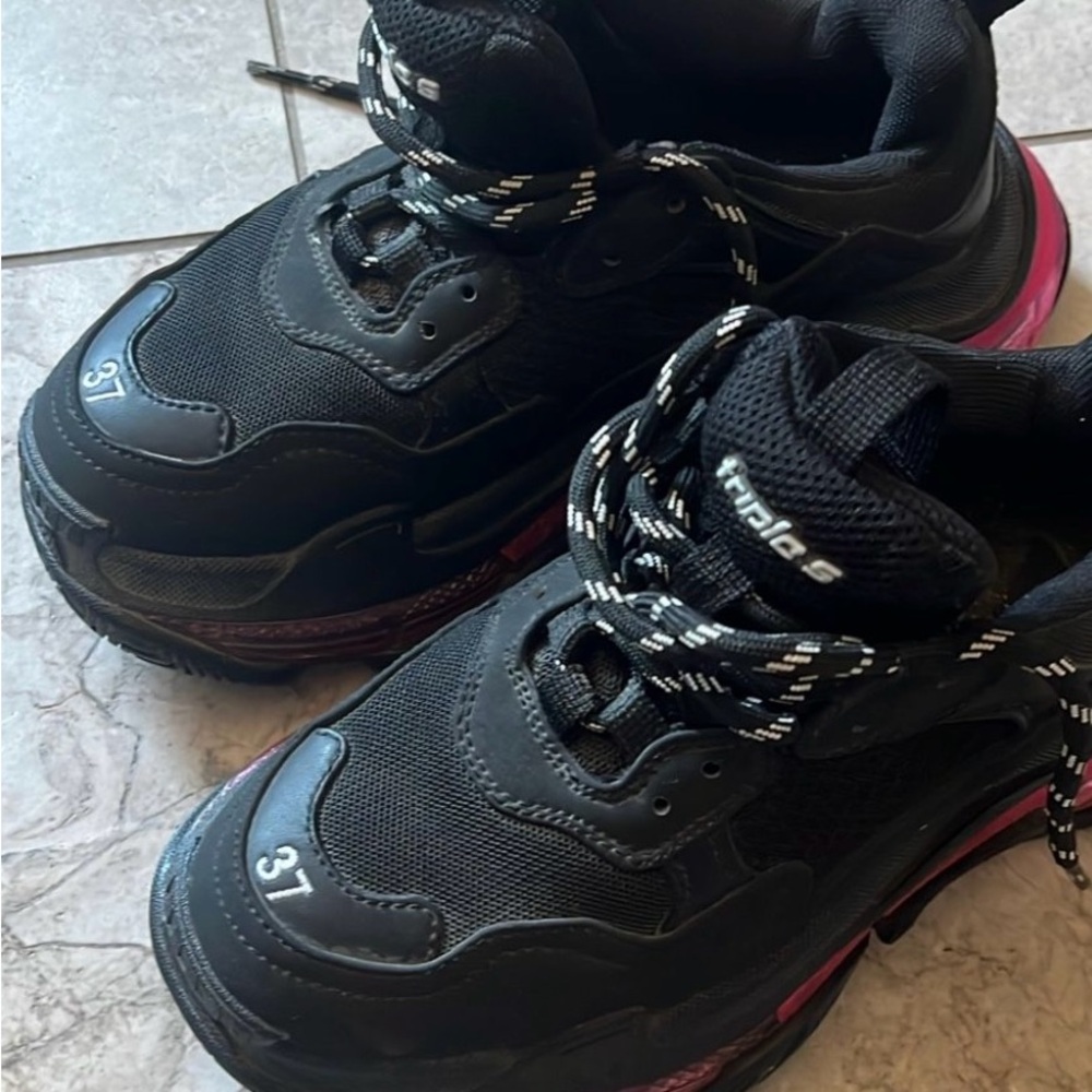 Balenciaga Black and Pink Women's Sneakers